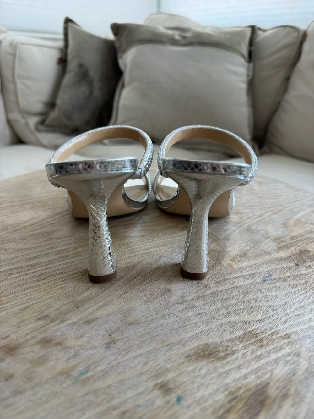 MICHAEL KORS Clara Embellished Silver Metallic Snake Embossed Sandal US 7 - Picture 4 of 6